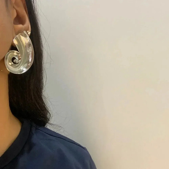 ZARA SEMI-CIRCULAR SILVER GOLD  EARRINGS - Picture 14 of 16